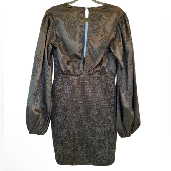 Miss Lola Black Jacquard Mini Dress - Size L - Picture 3 of 5